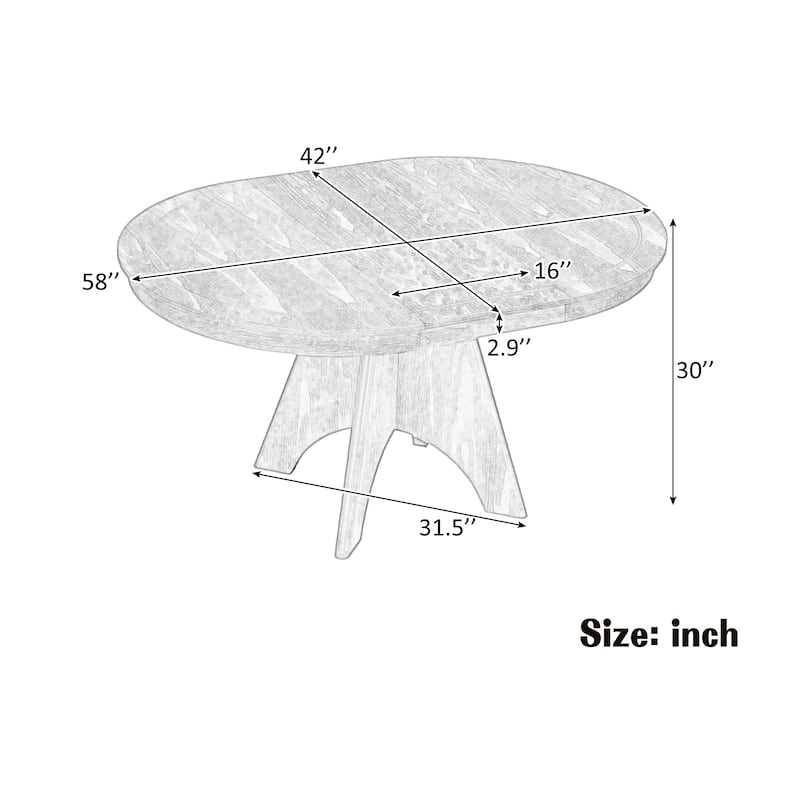 Vintage 58" Extendable Dining Table for 4-6 Rustic Farmhouse Kitchen Table with Distressed Finish
