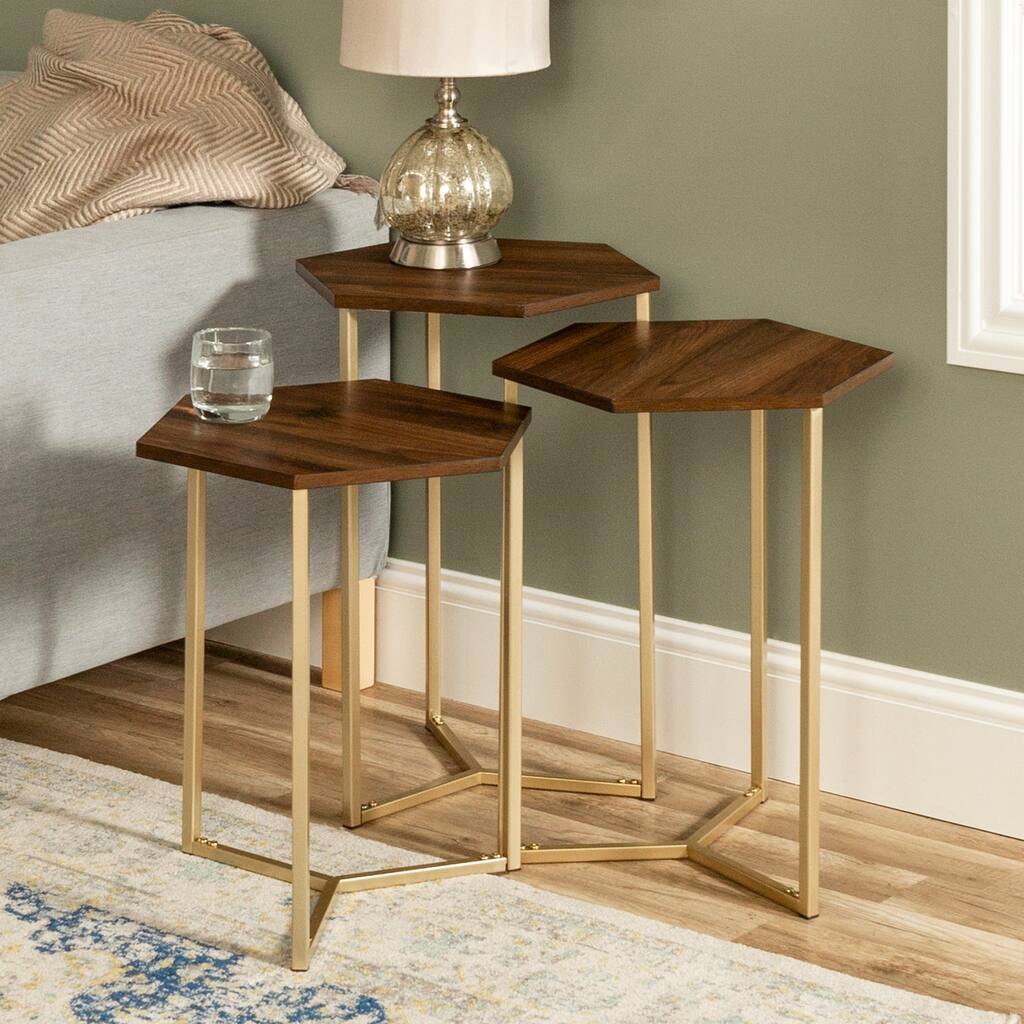 Walker Edison Linder Hex Nesting Tables, Set of 3
