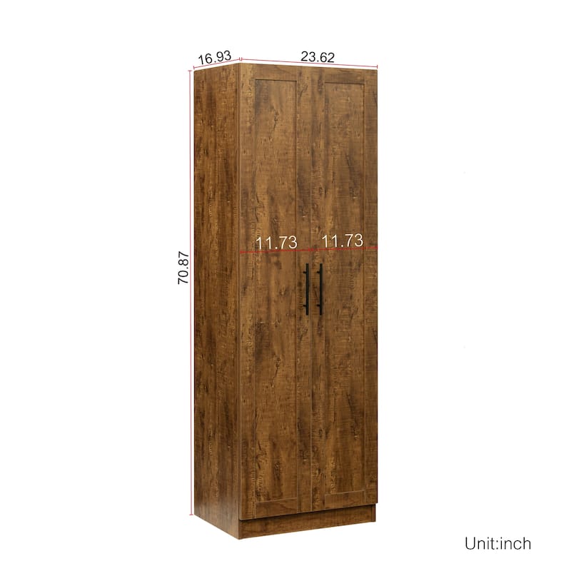 High wardrobe and kitchen cabinet with 2 doors and 3 partitions to separate 4 storage spaces