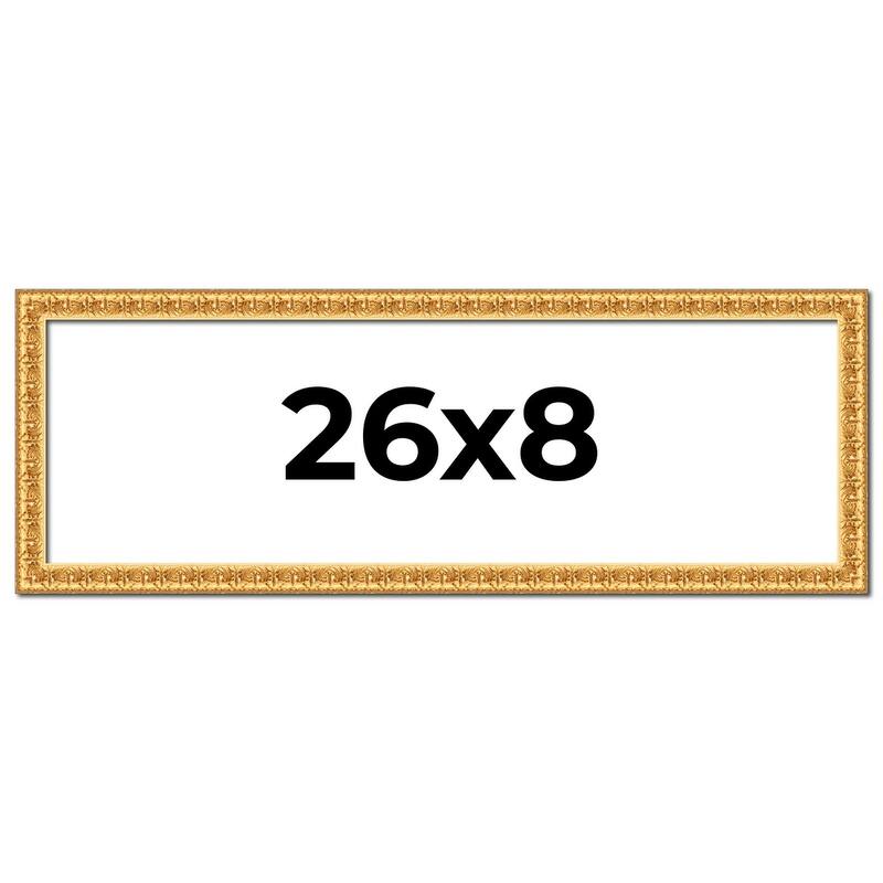 26x8 Frame Gold Real Wood Picture Frame Width 1 inches | Interior