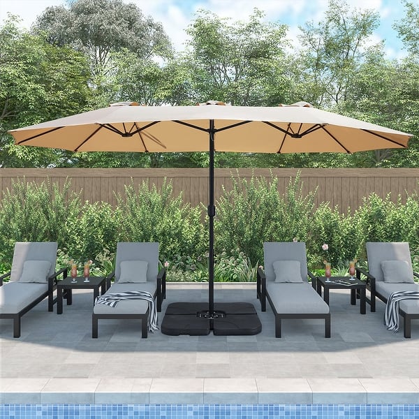 Morigio 15x9-foot Rectangular Outdoor Patio Umbrella by Havenside Home - Tan