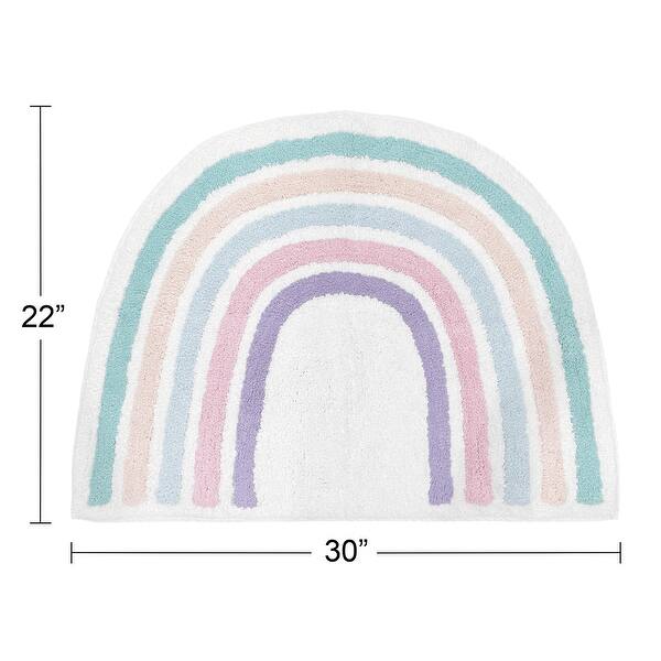 Pastel Rainbow Collection Accent Floor Rug (2'5" x 1'8") - Blush Pink, Purple, Teal, Blue and White - 2' x 3'