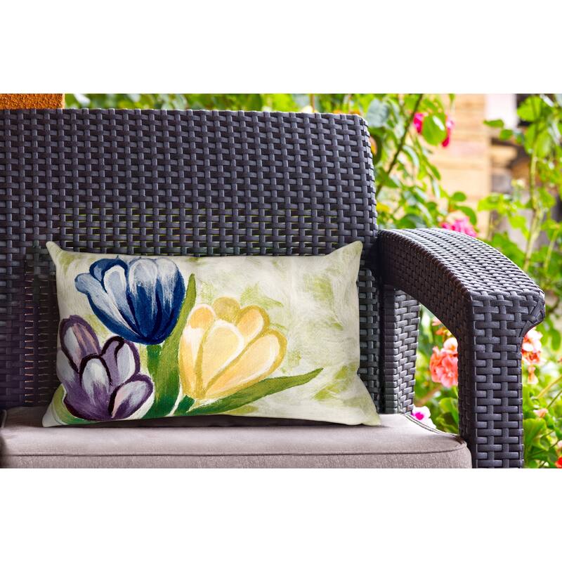 Liora Manne Visions III Tulips Indoor/Outdoor Pillow Cool 12"X20"