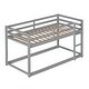 preview thumbnail 3 of 6, Twin Over Twin Wood Kids Low Bunk Bed with Ladder, Floor Bunk Bed Frame for Boys Girls, No Box Spring Needed, Easy Assembly,Grey