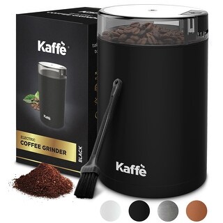 Electric Coffee Grinder by Kaffe, 3oz - On/Off Button. Brush Included
