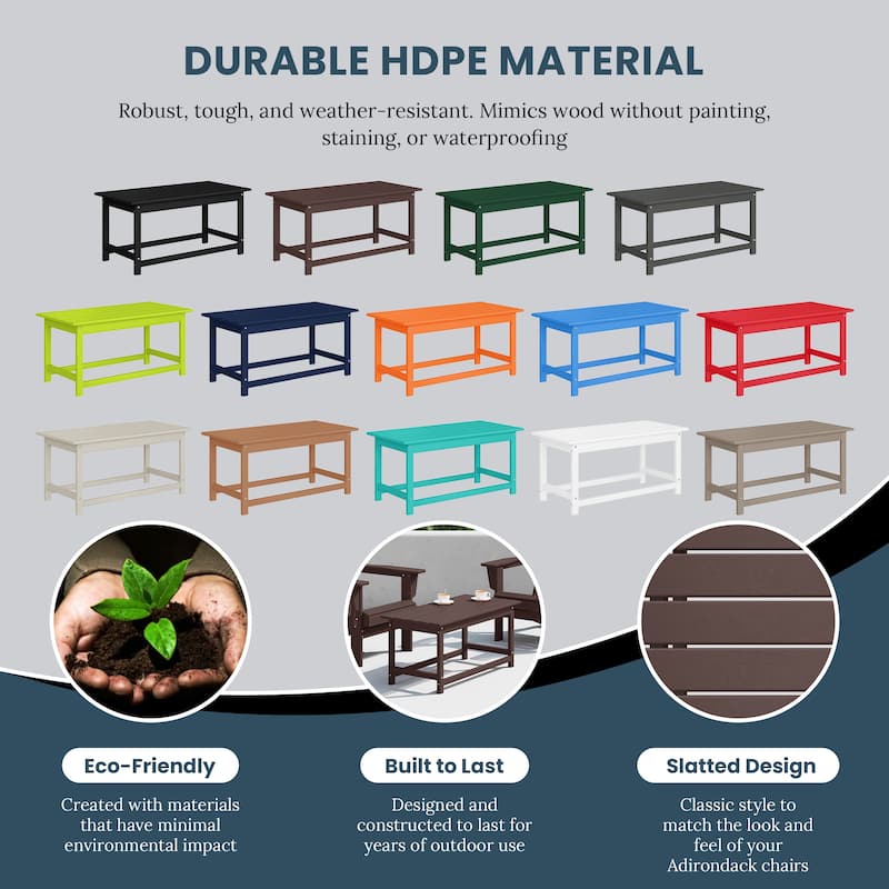 Laguna Hdpe All Weather Outdoor Patio Rectangular Coffee Table