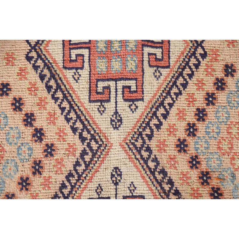 Peach / Pink Shiraz Persian Vintage Area Rug Hand-knotted Wool Carpet - 3'5"x 4'7"