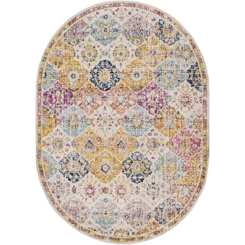 Livabliss Harput Transitional Medallion Area Rug - Multi-Color - 6'7" x 9' Oval