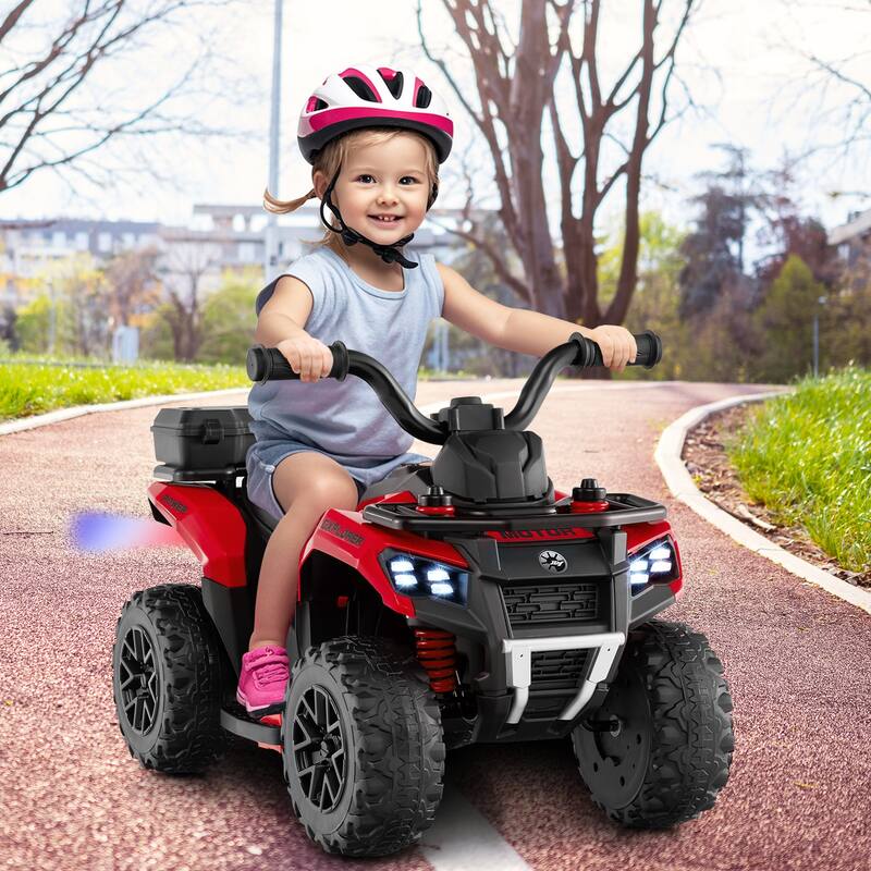 6V Kids Ride On ATV with Spray Function and Storage Box with Music - 27" x 16" x 17" (L x W x H)
