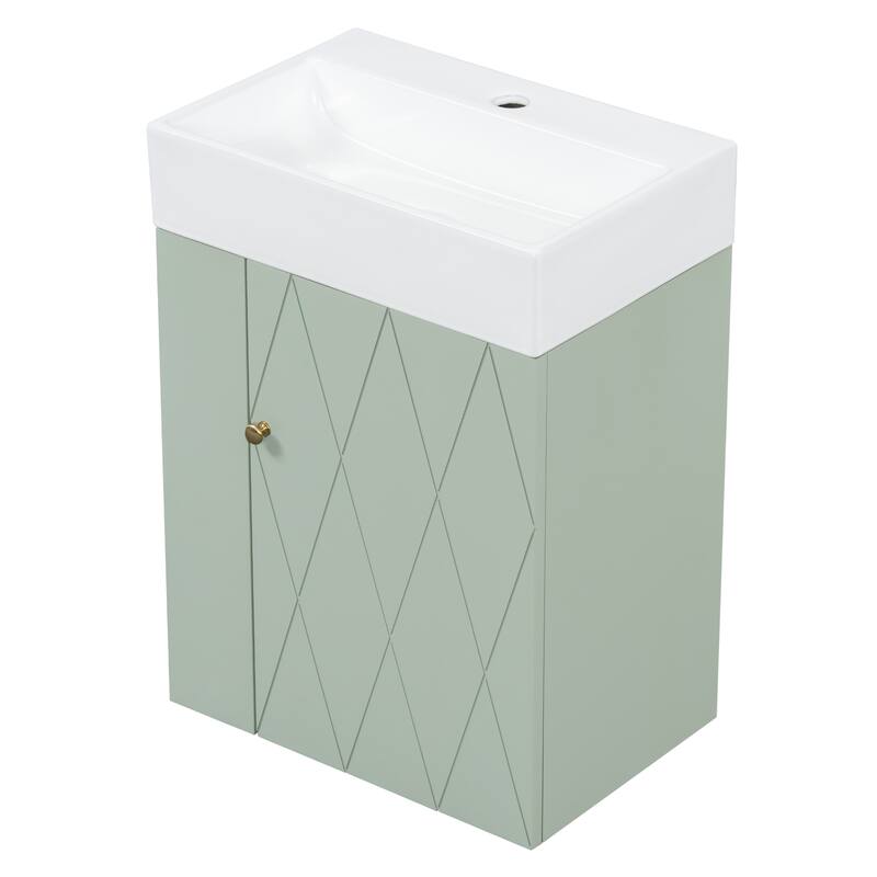 GDFStudio - Lucas Bennett Modern Compact Bathroom Vanity with Decorative Door and Smart Side Storage