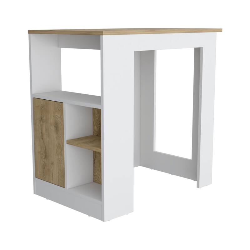 Modern Kitchen Island with Open Shelves, Push-to-Open Cabinet, Space-Saving Storage & Easy Assembly