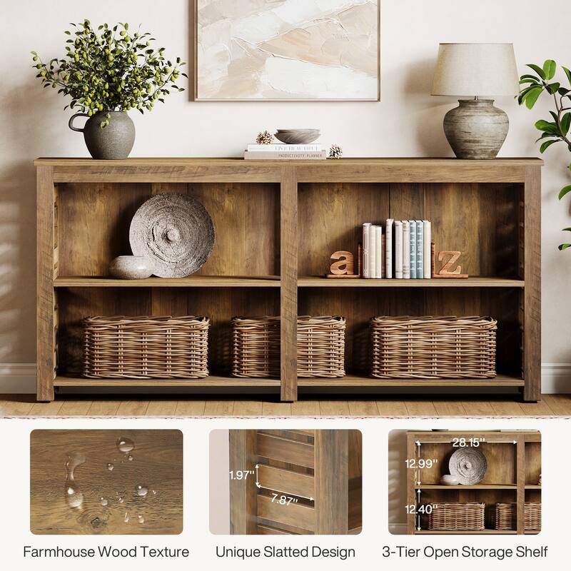 63-inch Farmhouse Console Sofa Table with Storage for Living Room
