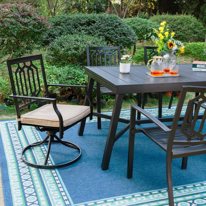 MAISON ARTS 7/9-Piece Outdoor Dining Table Sets with Expandable Rectangular Metal Dining Table & 6/8 Dining Chairs