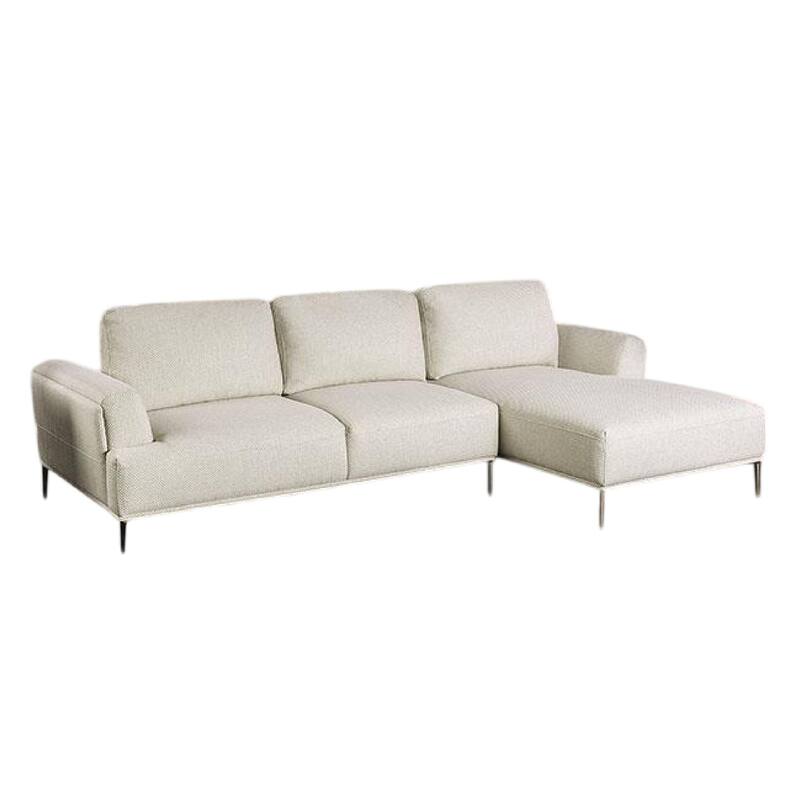 Batty L Sectional Chaise Sofa, Beige Chenille, 113 Inch, Adjustable
