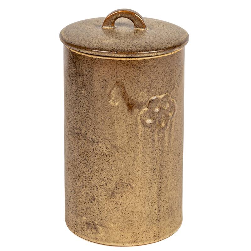Debossed Stoneware Treat Canister with Paw Print