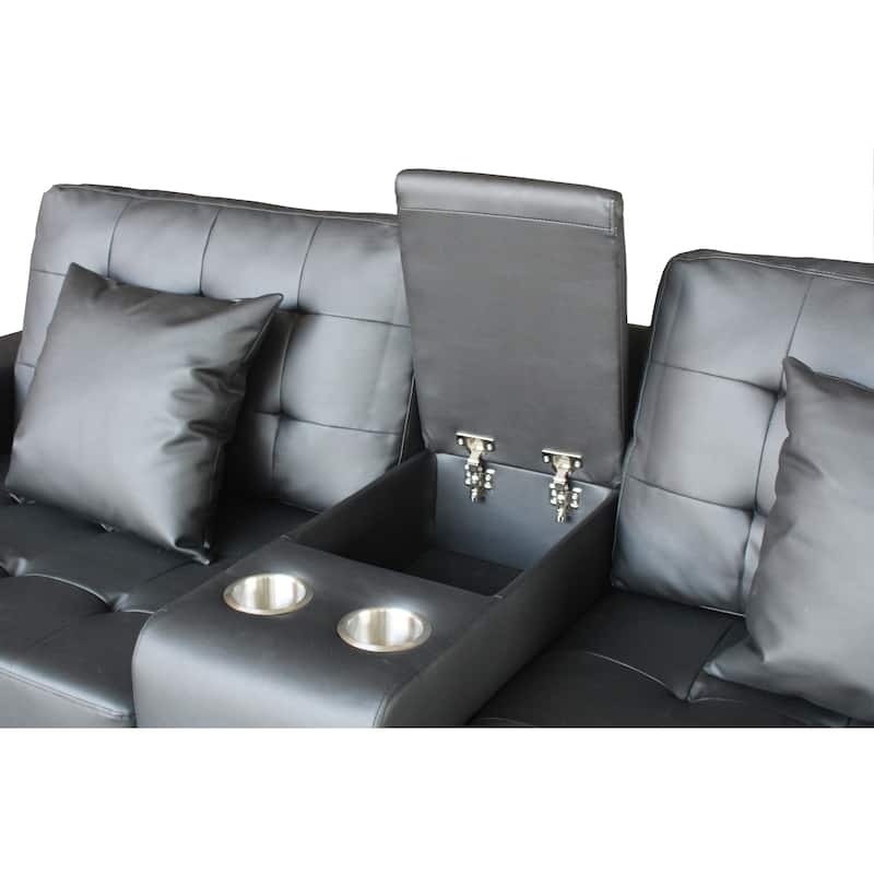 Modern Genesis Sofa with LED Lights, USB Charging Ports, and Storage Console