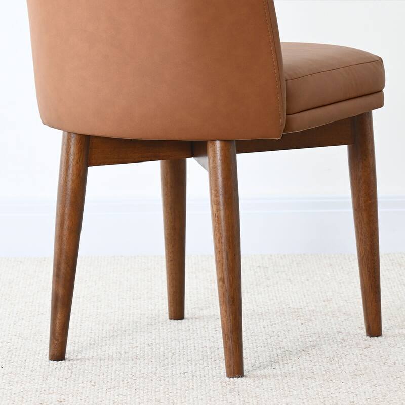 Tan Faux Leather Upholstered Parson Chair(Set of 4)