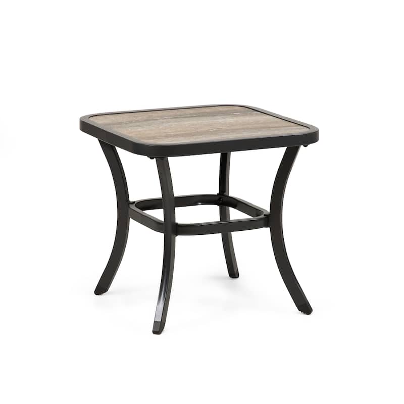 Ronley Transitional Brown Metal Padded Outdoor 3-Piece Patio Chairs with Cushion and Table Set
