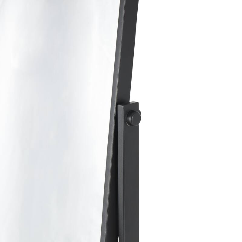 Wooden Oval Shaped Room Floor Mirror with Brown Wood Base - Black - Roche River Decor