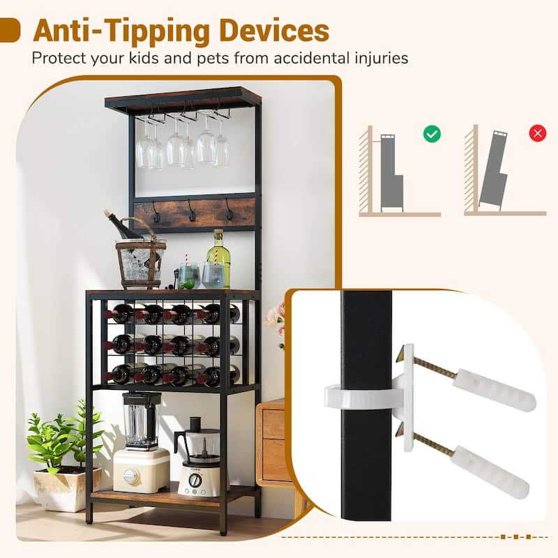 Costway Wine Rack Freestanding Floor with Countertop Wine and Glass - See Details