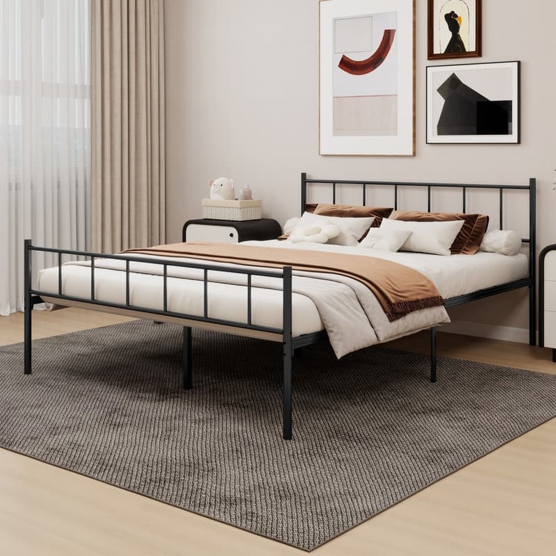 Caxkun Classic Metal Platform Bed Frame, Mattress Foundation with Steel Slat Support