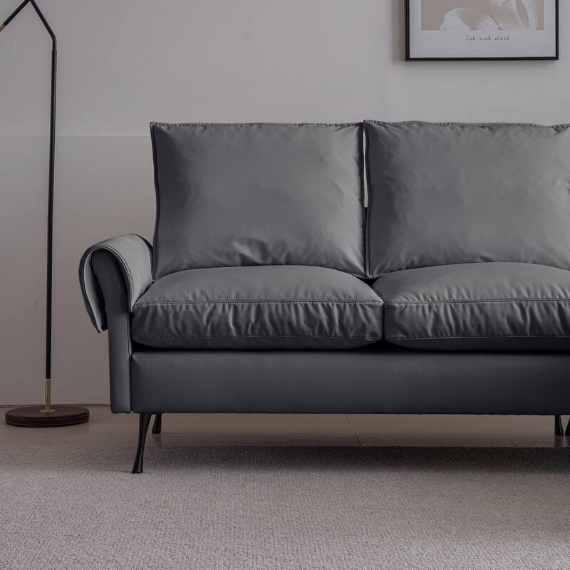 81" Modern Modular Technical Leather L-Shaped Sofa with Reversible Lounge