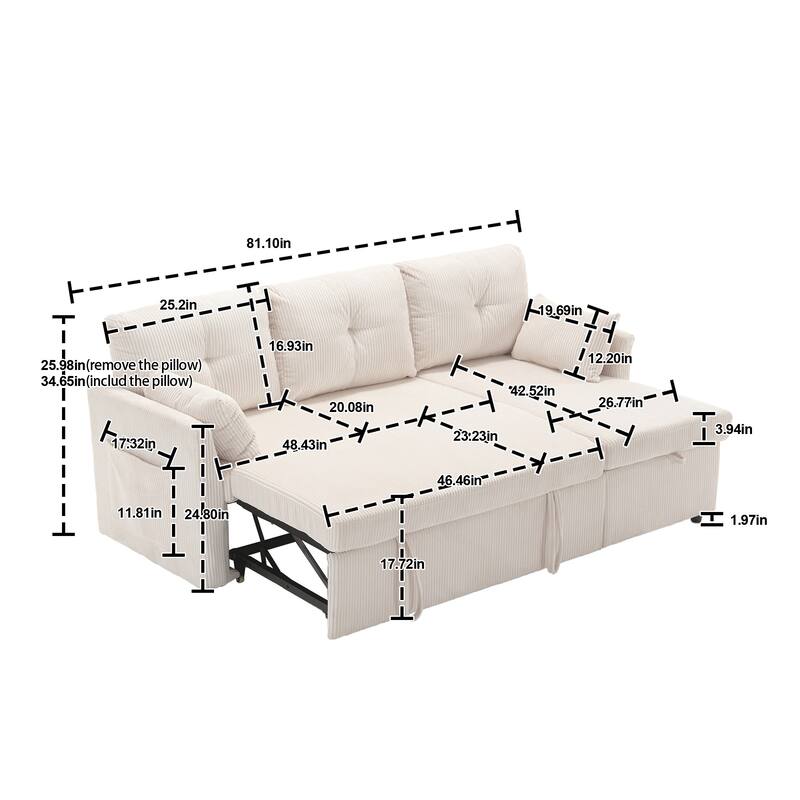 Modular Sectional Sofa L Shaped Modular Couch with Reversible Chaise