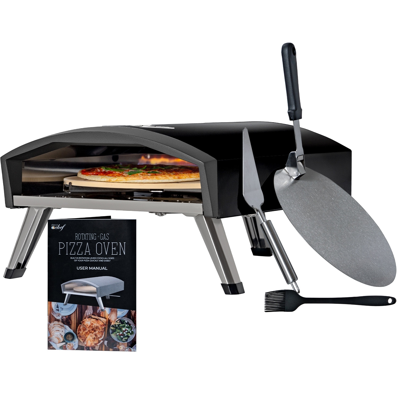 Deco Chef 13-inch Electric Pizza Oven 2-in-1 Pizza Stone and Grill - Black