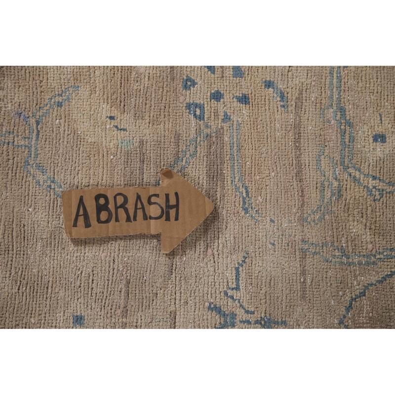 Distressed Mahal Persian Vintage Runner Rug Handmade Wool Carpet - 3'10" x 10'3"