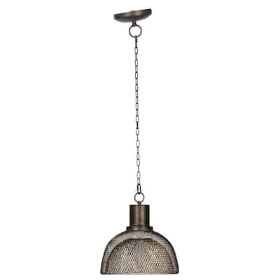 1-Light Farmhouse Rustic Wire Mesh Chandelier