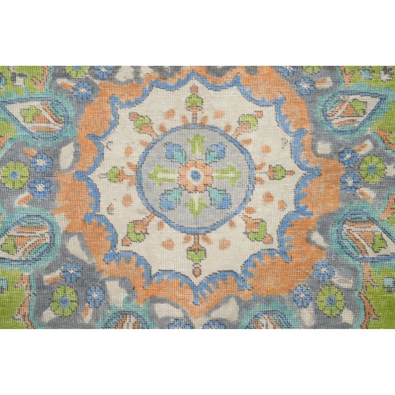 Hand Knotted Oriental 100% Wool Carpet Traditional Floral Green Tabriz Area Rug - 10' 6'' X 7' 9''