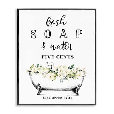 Stupell Fresh Soap And Water Bath Tub Bathroom Design Framed Wall Art, Design By Artist Lettered and Lined - Multi-Color