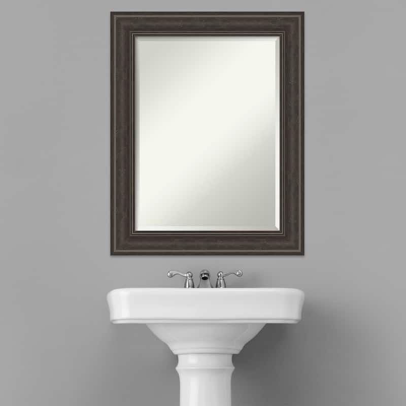 Beveled Bathroom Wall Mirror - Shipwreck Greywash Frame