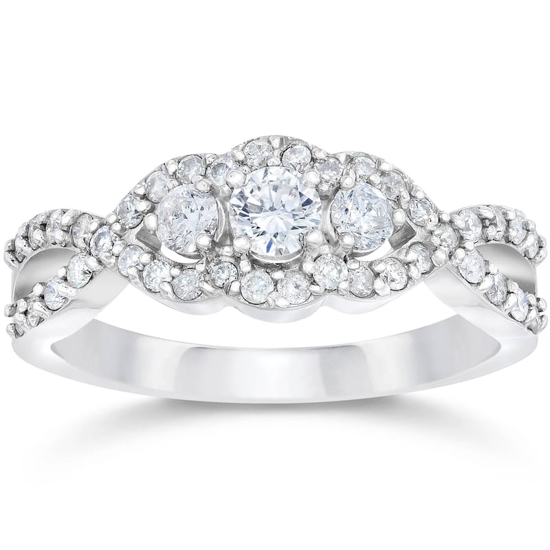 3/4ct 3-Stone Diamond Infinity Engagement Ring White Gold