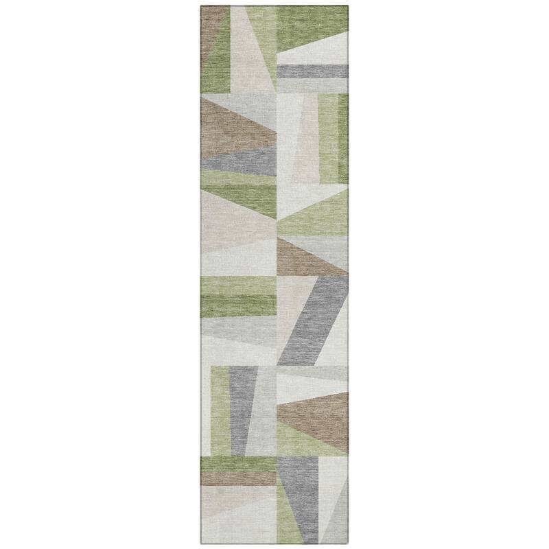 Machine Washable Indoor/ Outdoor Contemporry Mosaic Chantille Rug