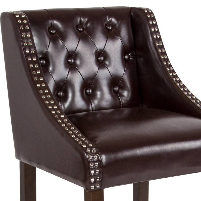 Transitional Tufted Upholstered/Walnut Finish Counter Stool (Set of 2)