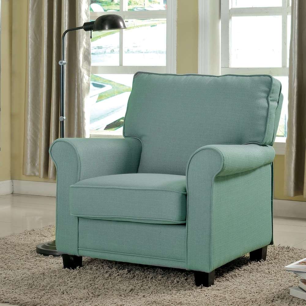 Charmayne Transitional Linen Padded Chair with Rolled Arms by Furniture of America