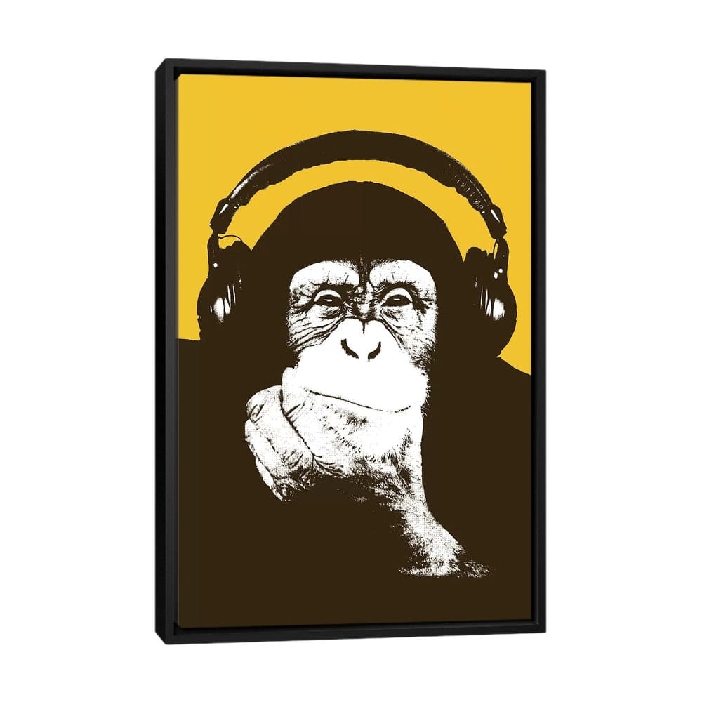 iCanvas "Headphone Monkey" by Steez Framed Canvas Print