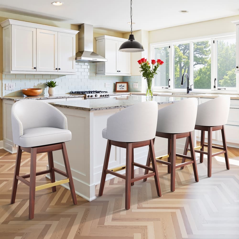 31.9"H Height Solid Wood Swivel Indoor BarStools Set of 2 or 4
