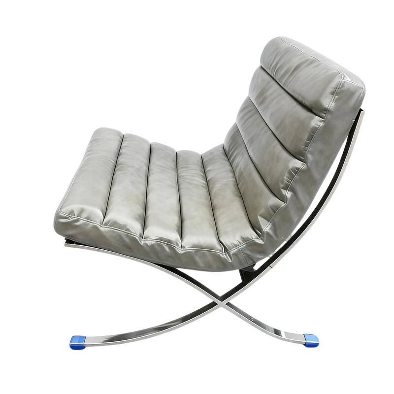 Mid Century Tufted Top Grain/ Faux Leather Upholstered Lounge Chair