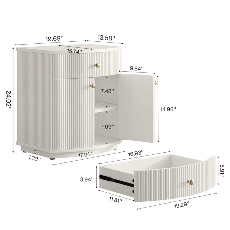 Modern Bedside Table with Storage Drawer and Cabinet