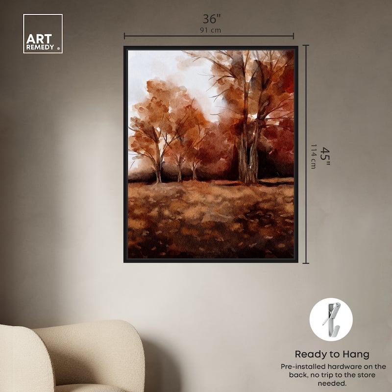 Art Remedy November Landscape Framed Landscape 1 Piece Canvas Wall Art Watercolor Style