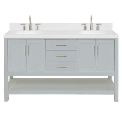 Ariel S060DCQOVO Magnolia 60" Free Standing Double Basin Vanity Set