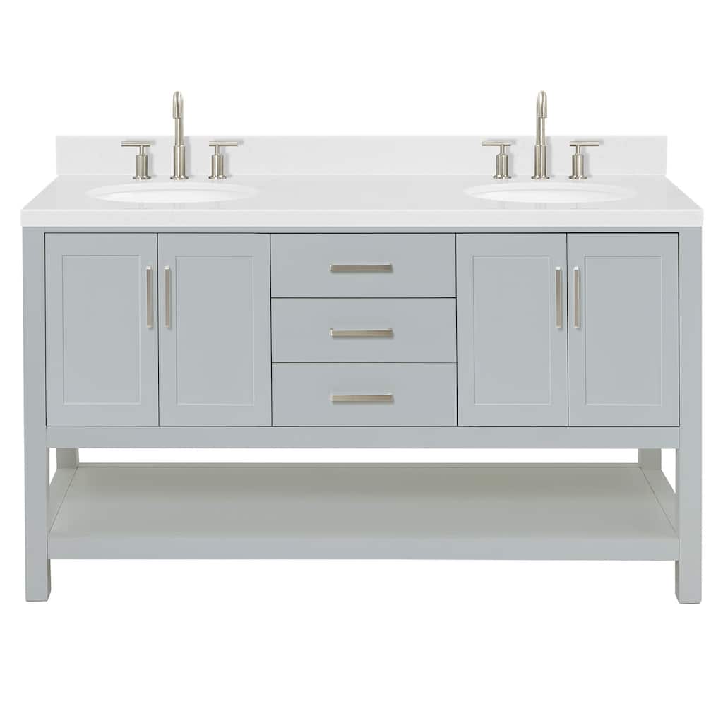 Ariel S060DCQOVO Magnolia 60" Free Standing Double Basin Vanity Set
