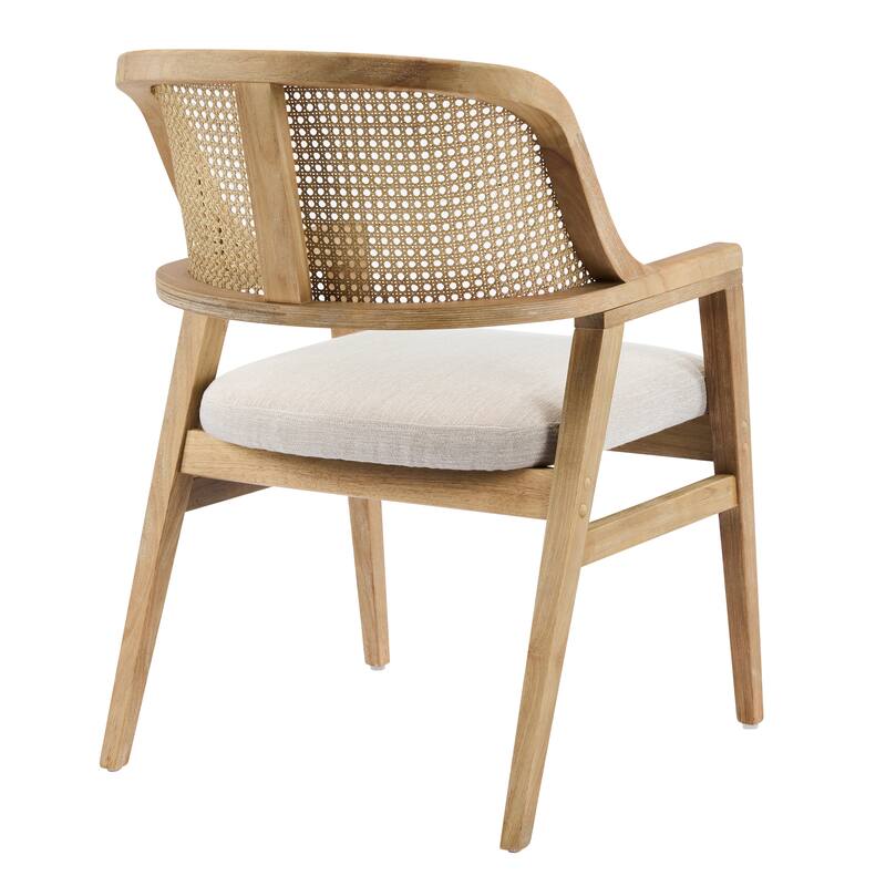 Christopher Knight Home - Mid-Century Modern Upholstered Cane Back Dining Chairs with Rubberwood Frame