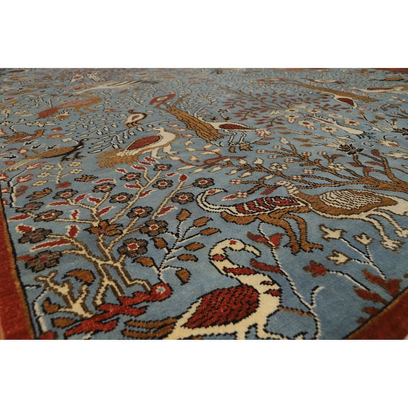 Hand Knotted Oriental 100% Wool Carpet Traditional All-Over Navy Blue & Blues Ziegler Area Rug - 13' 9'' X 9' 7''