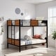 preview thumbnail 2 of 7, Modern Full-over-Full Bunk Bed with Safety Rail and Ladder, Steel Bed Frame Built-in Ladder for Bedroom, Black