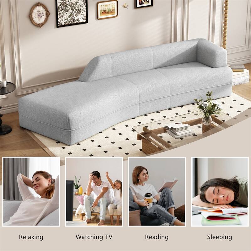 109.4" Modern Boucle Fabric Curved Sofa