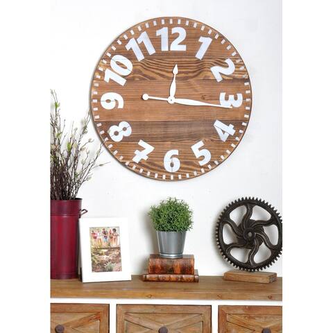 Oversized Brown Industrial Style Wall Clock