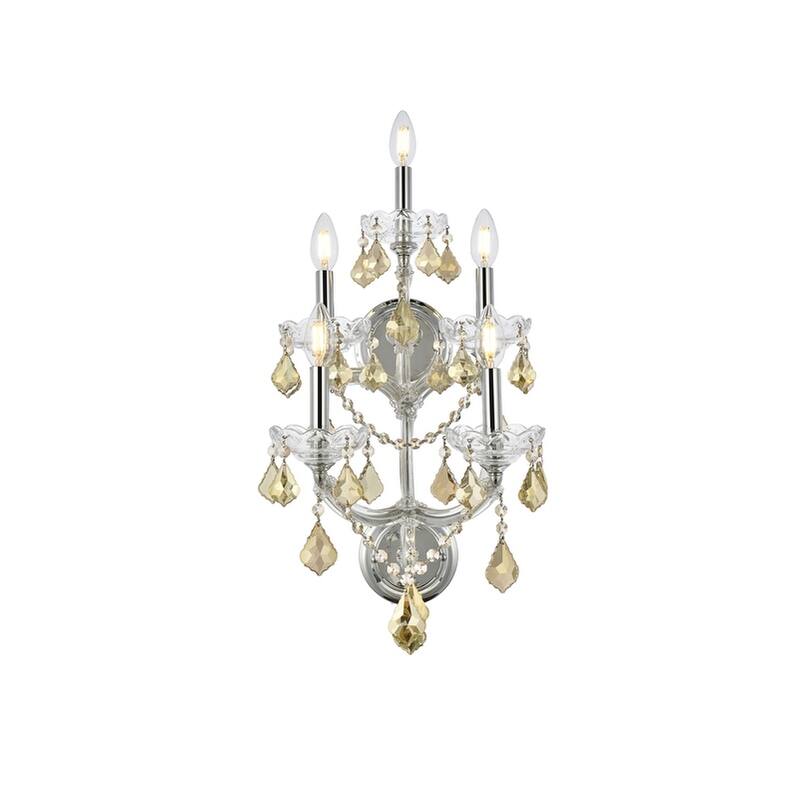 Fleur Illumination Collection Wall Sconce D:12in H:29.5in E:11.5in Lt:5 Chrome Finish - Chrome/royal cut crystals (golden teak)